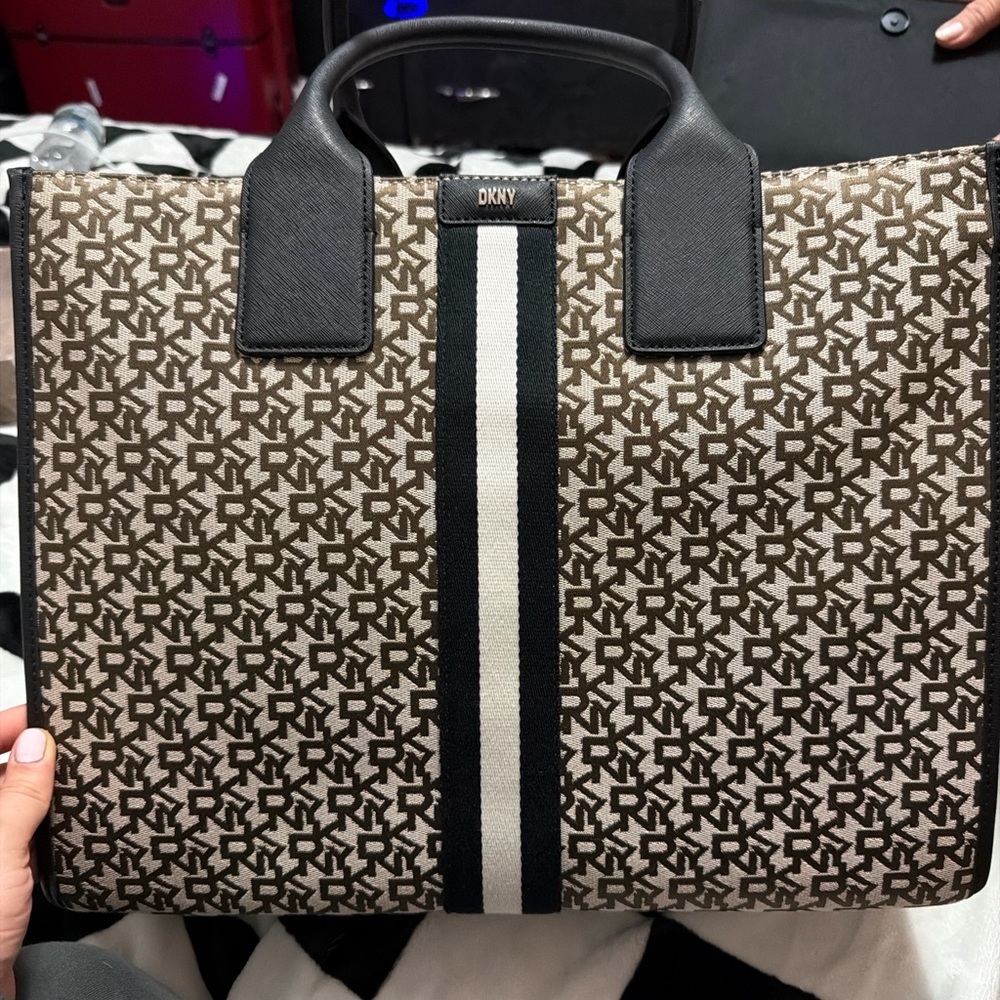 DKNY Black and Tan Book Tote